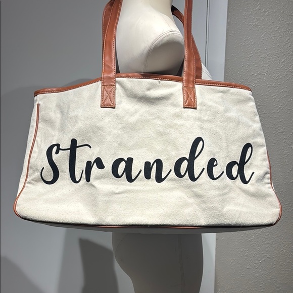 Stranded Cream and Tan Canvas Tote - Picture 15 of 16